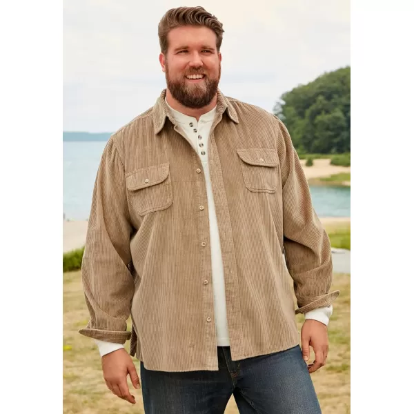 imageKingSize Mens Big ampamp Tall LongSleeve Corduroy ShirtDark Khaki