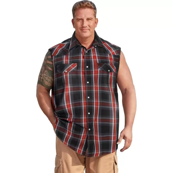 imageKingSize Mens Big ampamp Tall Tall Western Snap Front Muscle ShirtBlack Plaid