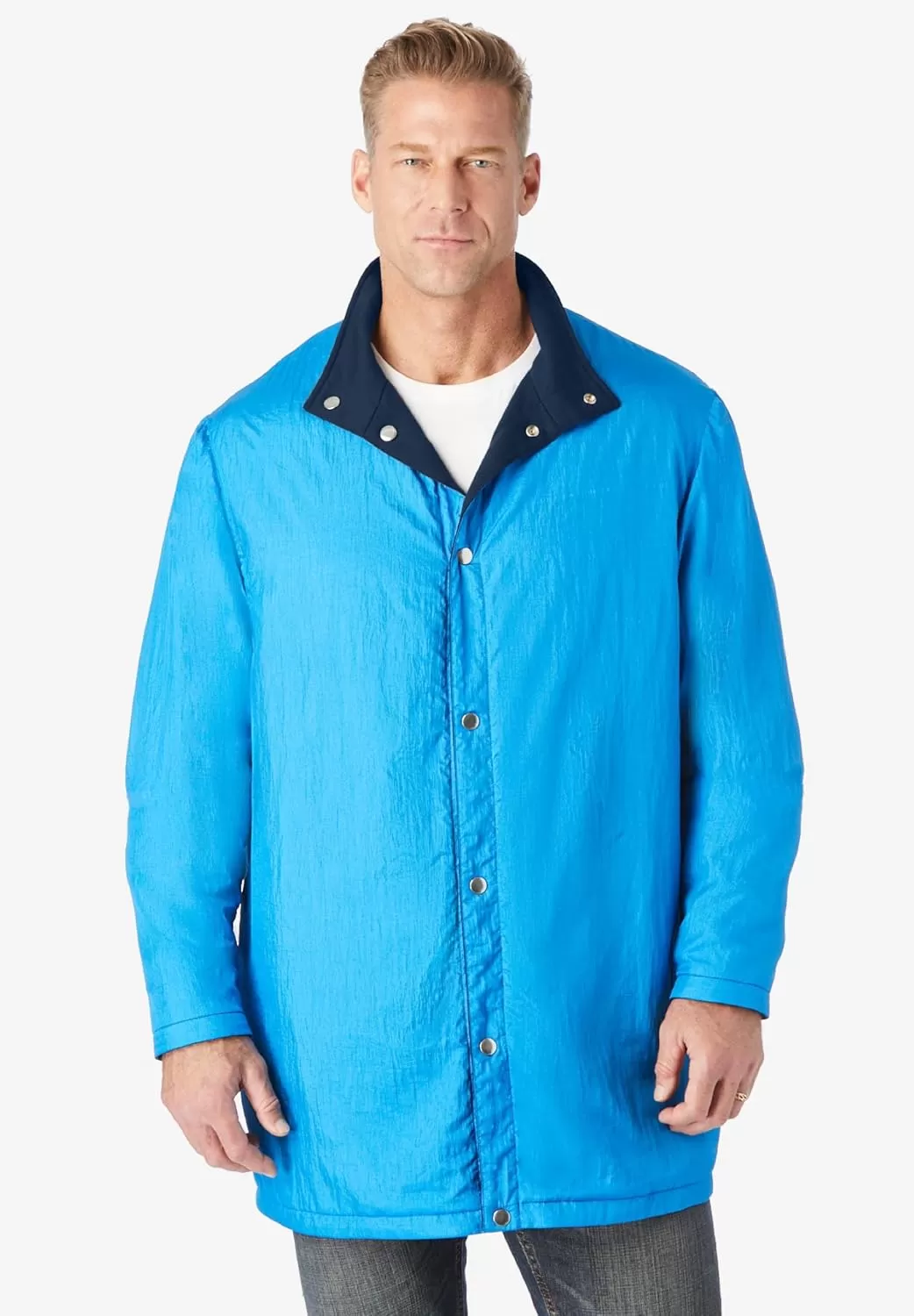 imageKingSize Mens Big ampamp Tall Reversible Fleece Nylon Jacket