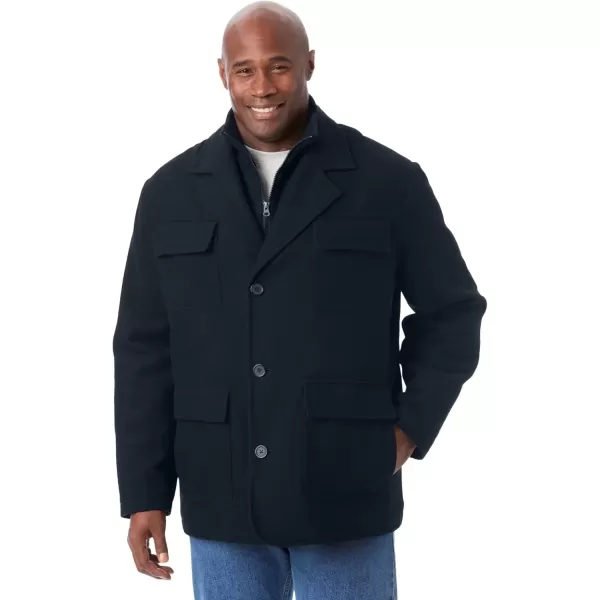 imageKingSize Mens Big ampamp Tall MultiPocket Wool Inset JacketBlack