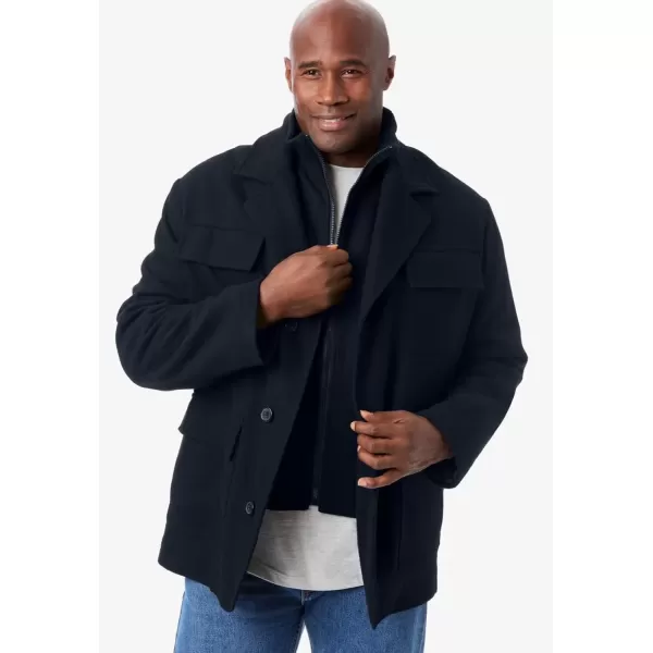 imageKingSize Mens Big ampamp Tall MultiPocket Wool Inset JacketBlack