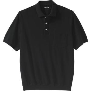 imageKingSize Mens Big ampamp Tall Banded Bottom Pocket ShrinkLess Piqu Polo ShirtBlack