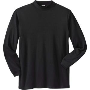 imageKingSize Mens Big ampamp Tall Mock Turtleneck LongSleeve Cotton TeeBlack