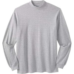 imageKingSize Mens Big ampamp Tall Mock Turtleneck LongSleeve Cotton TeeHeather Grey