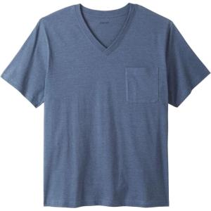 imageKingSize Mens Big ampamp Tall ShrinkLess Lightweight VNeck Pocket TShirtHeather Slate Blue