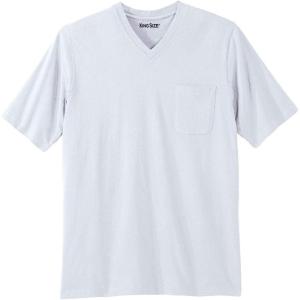 imageKingSize Mens Big ampamp Tall ShrinkLess Lightweight VNeck Pocket TShirtWhite