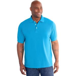 imageKingSize Mens Big ampamp Tall ShrinkLess Piqu Polo ShirtElectric Turquoise