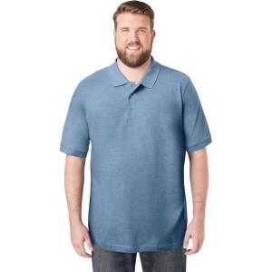 imageKingSize Mens Big ampamp Tall ShrinkLess Piqu Polo ShirtHeather Blue