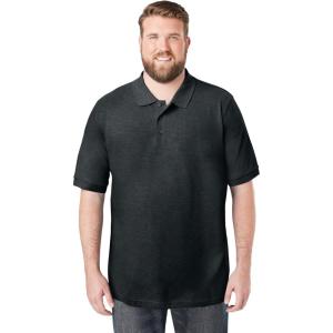 imageKingSize Mens Big ampamp Tall ShrinkLess Piqu Polo ShirtHeather Charcoal