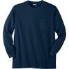 imageKingSize Mens Big ampamp Tall ShrinkLess Lightweight LongSleeve Crewneck Pocket TShirtNavy