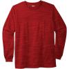 imageKingSize Mens Big ampamp Tall ShrinkLess Lightweight LongSleeve Crewneck Pocket TShirtRed Marl