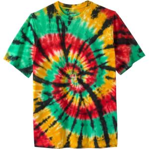 imageKingSize Mens Big ampamp Tall Lightweight TieDye Crewneck TeeRasta Tie Dye
