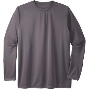 imageKingSize Mens Big ampamp Tall No Sweat LongSleeve Crewneck TeeCharcoal