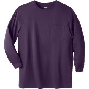 imageKingSize Mens Big ampamp Tall ShrinkLess Lightweight LongSleeve Crewneck Pocket TShirtBlackberry