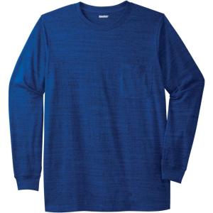 imageKingSize Mens Big ampamp Tall ShrinkLess Lightweight LongSleeve Crewneck Pocket TShirtCobalt Marl