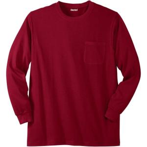 imageKingSize Mens Big ampamp Tall ShrinkLess Lightweight LongSleeve Crewneck Pocket TShirtRich Burgundy