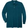 imageKingSize Mens Big ampamp Tall LongerLength LongSleeve ShrinkLess Piqu PoloHeather Midnight Teal