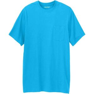 imageKingSize Mens Big ampamp Tall ShrinkLess Lightweight LongerLength Crewneck Pocket TShirtElectric Turquoise