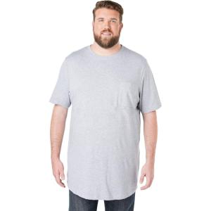 imageKingSize Mens Big ampamp Tall ShrinkLess Lightweight LongerLength Crewneck Pocket TShirtHeather Grey