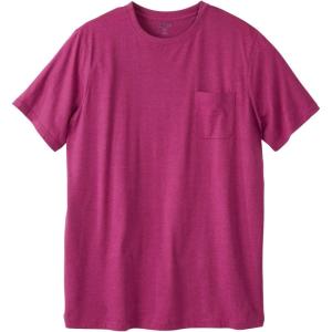 imageKingSize Mens Big ampamp Tall ShrinkLess Lightweight LongerLength Crewneck Pocket TShirtHeather Magenta