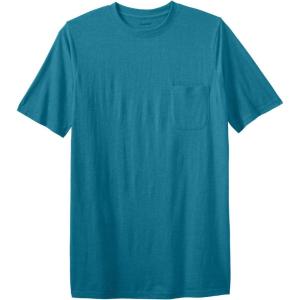 imageKingSize Mens Big ampamp Tall ShrinkLess Lightweight LongerLength Crewneck Pocket TShirtHeather Teal