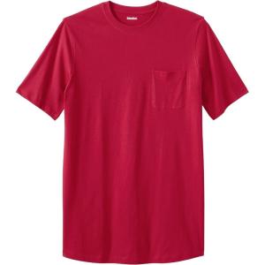 imageKingSize Mens Big ampamp Tall ShrinkLess Lightweight LongerLength Crewneck Pocket TShirtRed