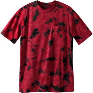 imageKingSize Mens Big ampamp Tall ShrinkLess Lightweight LongerLength Crewneck Pocket TShirtRed Marble