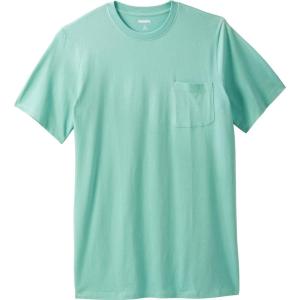 imageKingSize Mens Big ampamp Tall ShrinkLess Lightweight LongerLength Crewneck Pocket TShirtTidal Green