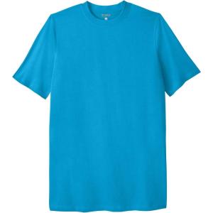 imageKingSize Mens Big ampamp Tall ShrinkLess Lightweight LongerLength Crewneck TShirtElectric Turquoise