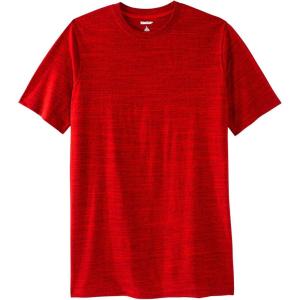 imageKingSize Mens Big ampamp Tall ShrinkLess Lightweight LongerLength Crewneck TShirtRed Marl