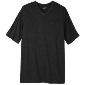 imageKingSize Mens Big ampamp Tall ShrinkLess Lightweight LongerLength VNeck TShirtBlack