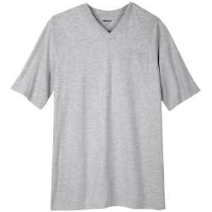 imageKingSize Mens Big ampamp Tall ShrinkLess Lightweight LongerLength VNeck TShirtHeather Grey