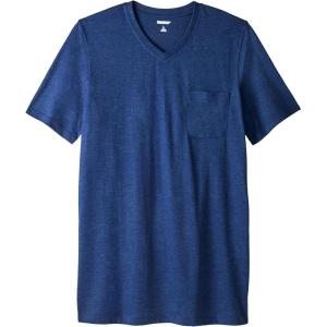 imageKingSize Mens Big ampamp Tall ShrinkLess Lightweight LongerLength VNeck TShirtHeather Navy