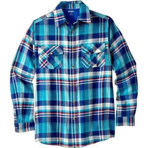 imageKingSize Mens Big ampamp Tall Signature Plaid Flannel ShirtTeal Plaid