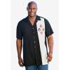 imageKingSize Mens Big ampamp Tall Colorblock Camp ShirtBlack Steel Stripe