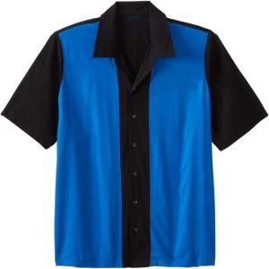 imageKingSize Mens Big ampamp Tall Colorblock Camp ShirtBlack Colorblock