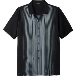 imageKingSize Mens Big ampamp Tall Colorblock Camp ShirtBlack Steel Stripe