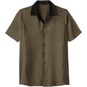 imageKingSize Mens Big ampamp Tall Colorblock Camp ShirtOlive Black
