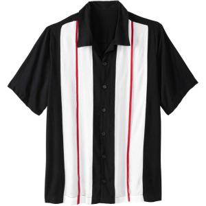 imageKingSize Mens Big ampamp Tall Colorblock Camp ShirtRed Colorblock