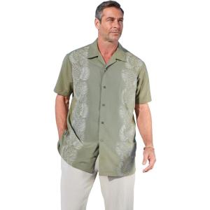 imageKingSize Mens Big ampamp Tall Short Sleeve Island ShirtSafari Green Leaf