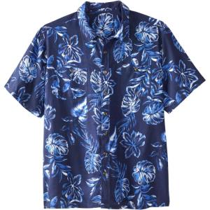 imageKingSize Mens Big ampamp Tall ShortSleeve Linen ShirtRoyal Blue Floral