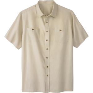 imageKingSize Mens Big ampamp Tall ShortSleeve Linen ShirtStone