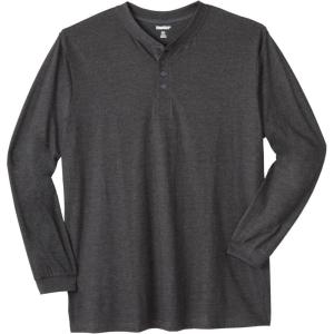 imageKingSize Mens Big ampamp Tall ShrinkLess Lightweight Long Sleeve HenleyHeather Charcoal