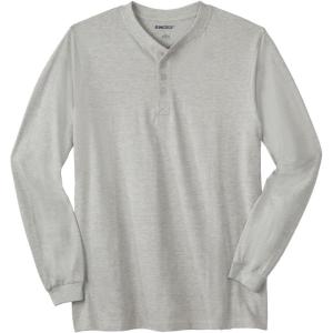 imageKingSize Mens Big ampamp Tall ShrinkLess Lightweight Long Sleeve HenleyHeather Grey