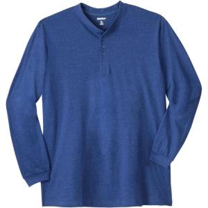 imageKingSize Mens Big ampamp Tall ShrinkLess Lightweight Long Sleeve HenleyHeather Navy