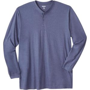 imageKingSize Mens Big ampamp Tall ShrinkLess Lightweight Long Sleeve HenleyHeather Slate Blue