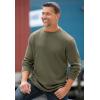 imageKingSize Mens Big ampamp Tall Tall WaffleKnit Thermal Crewneck TeeHeather Olive 0638