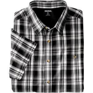 imageKingSize Mens Big ampamp Tall ShortSleeve Plaid Sport ShirtBlack Multi Plaid