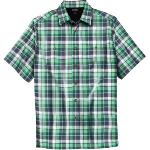 imageKingSize Mens Big ampamp Tall ShortSleeve Plaid Sport ShirtGreen Plaid