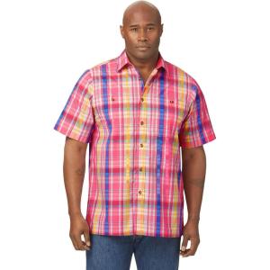 imageKingSize Mens Big ampamp Tall ShortSleeve Plaid Sport ShirtPink Plaid